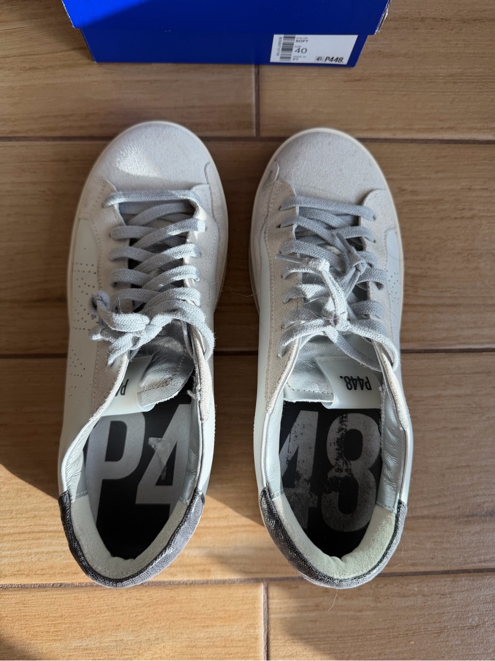 P448 Low-Top Sneakers in white and silver